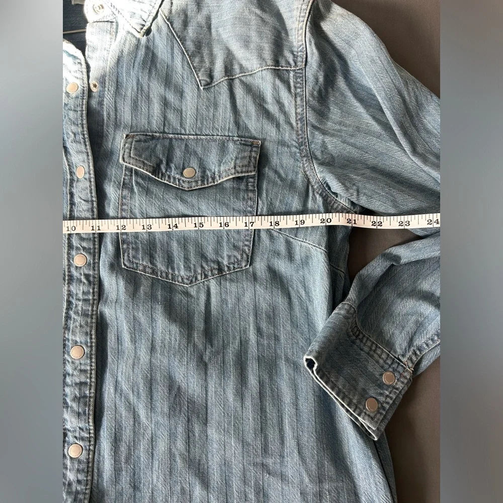 Women's Western Denim Dress-Universal Thread Midi Size SM Oversized Jean Shirt - Picture 5 of 11